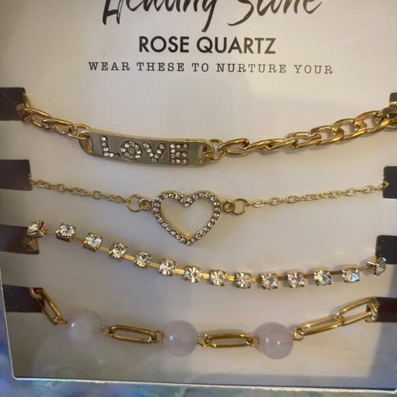 Steve Madden Rose Quartz Healing Stone Set of 4 Bracelets NWT - Picture 1 of 6